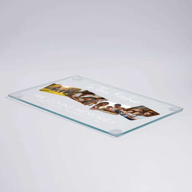 Personalised Glass Cutting Board with Family Photos