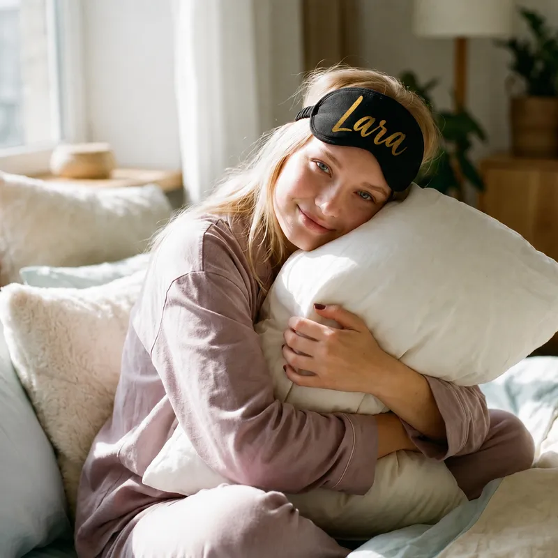 Personalized Gold Name Sleep Mask for Her