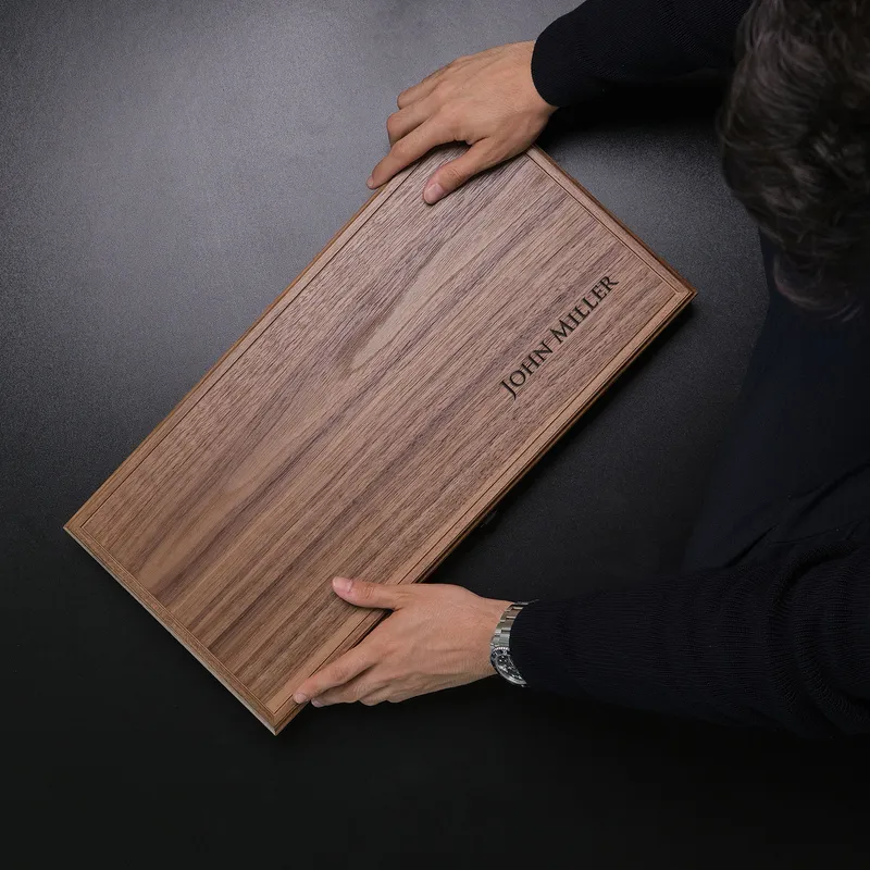 Personalized Grooved Walnut Backgammon Set for Boyfriend