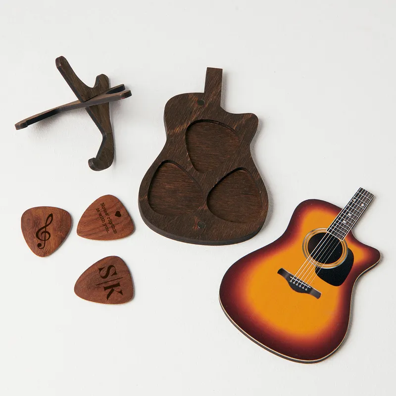 Personalised Guitar Pick Set with Engraved Message in Gift Box