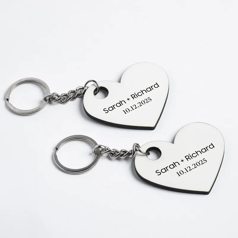 Personalised Heart Couple Keyring Set