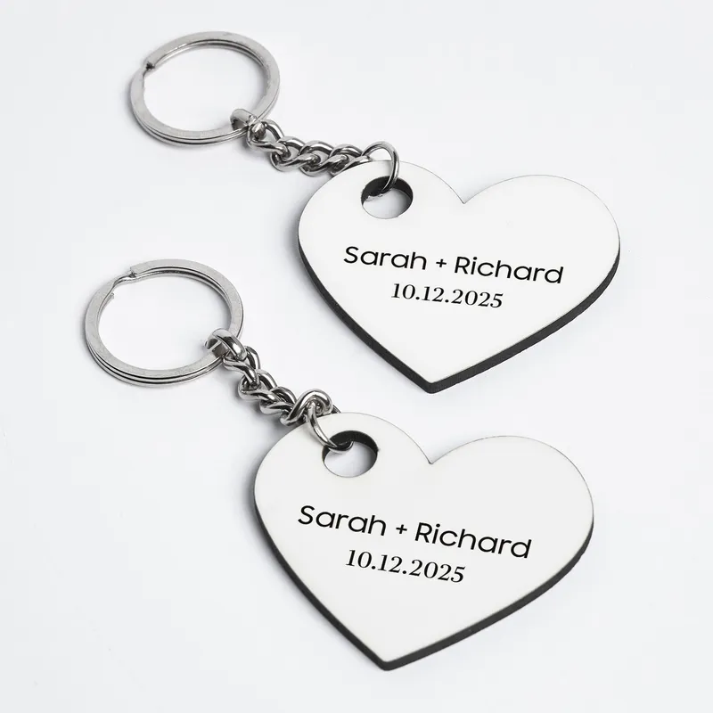Personalised Heart Couple Keyring Set