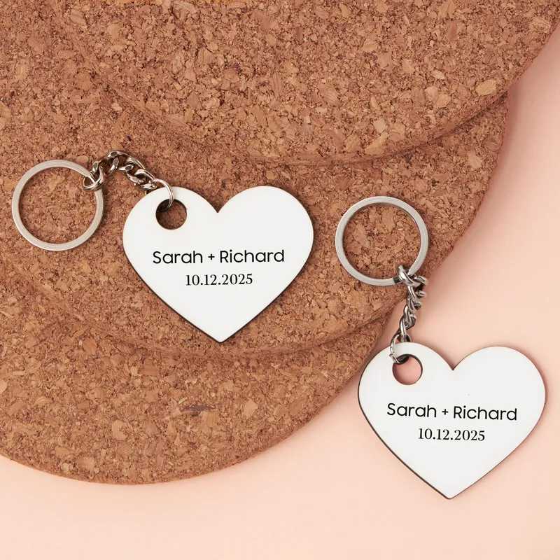 Personalised Heart Couple Keyring Set