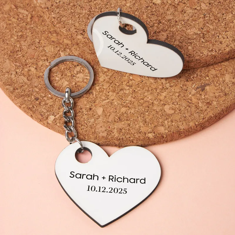 Personalised Heart Couple Keyring Set