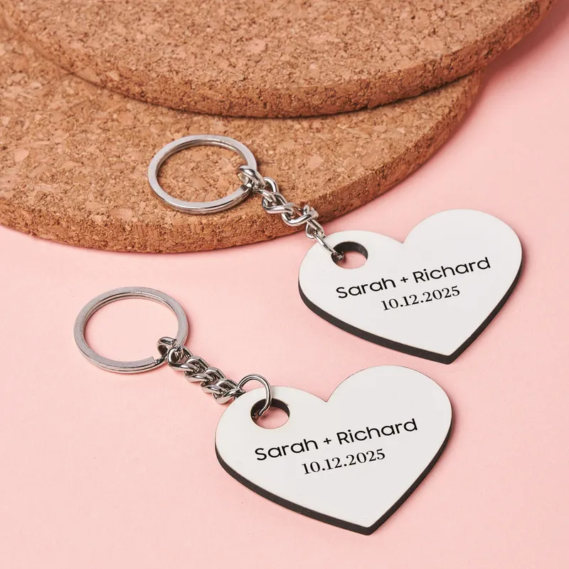 Personalised Heart Couple Keyring Set