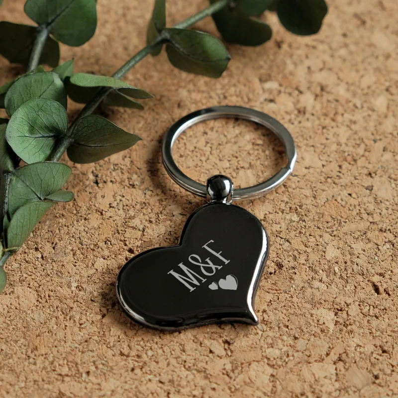 Personalized Heart Initials Keychain Gift