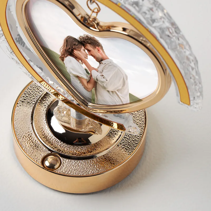 Personalized Heart Moon Crystal LED Photo Frame Lamp - Plug-in