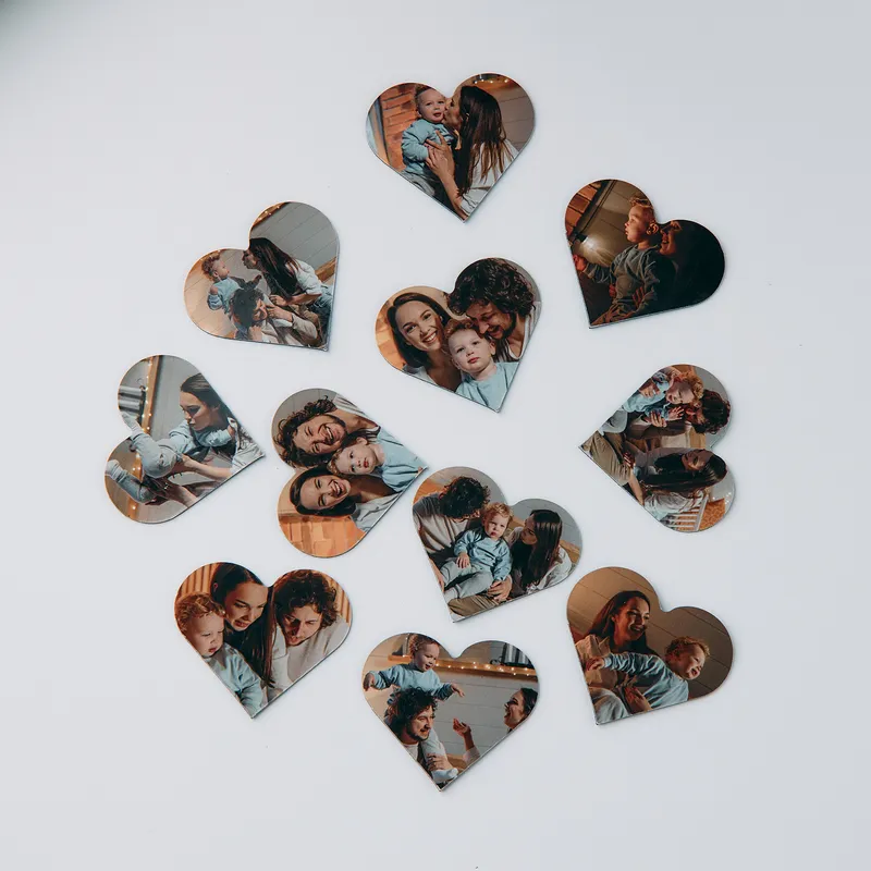Personalized Heart Photo Magnets Set of 24