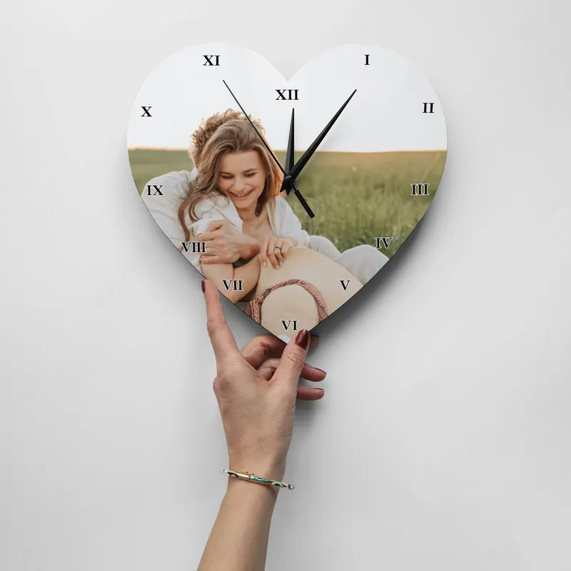 Personalised Heart Photo Wall Clock for Loved Ones