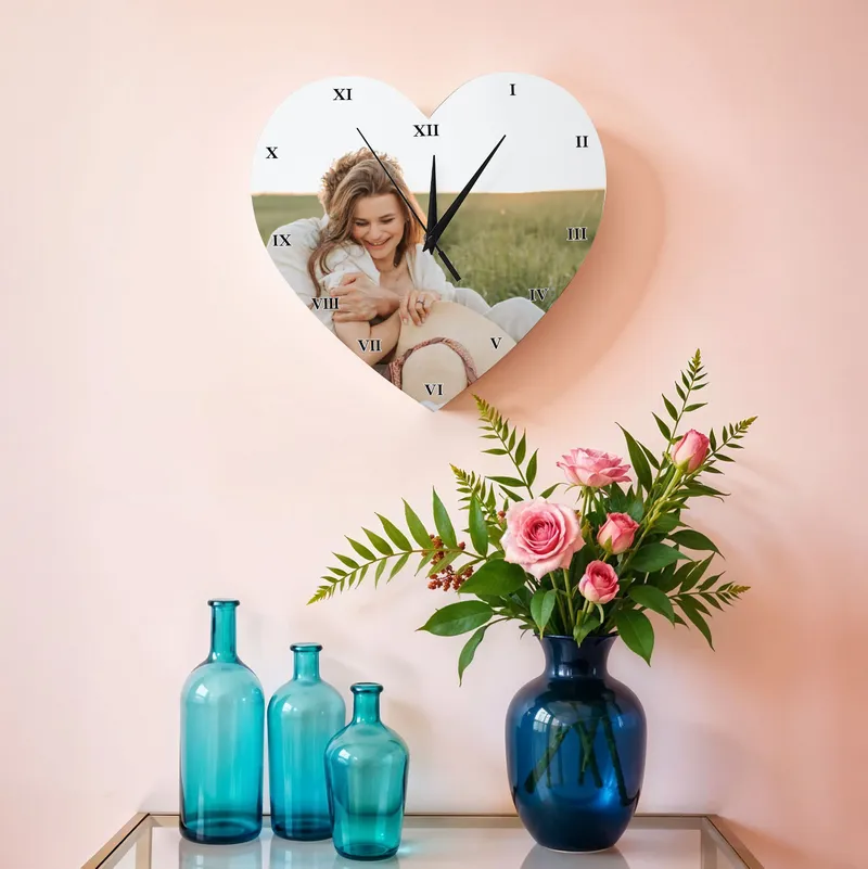 Personalised Heart Photo Wall Clock for Loved Ones