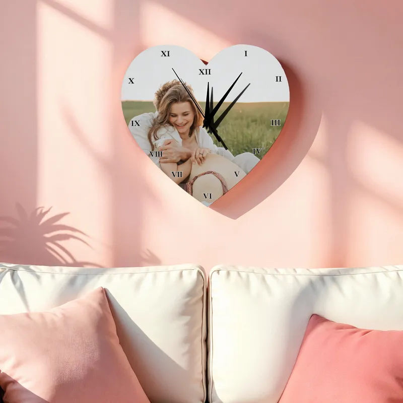 Personalised Heart Photo Wall Clock for Loved Ones