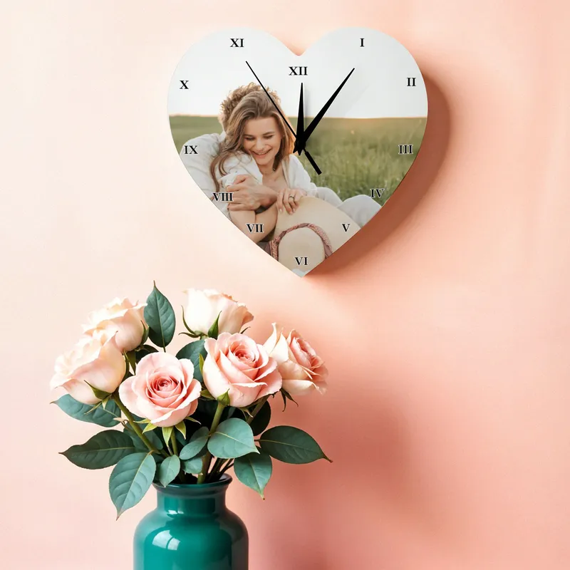 Personalised Heart Photo Wall Clock for Loved Ones