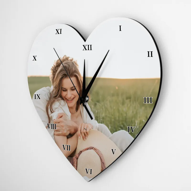 Personalised Heart Photo Wall Clock for Loved Ones