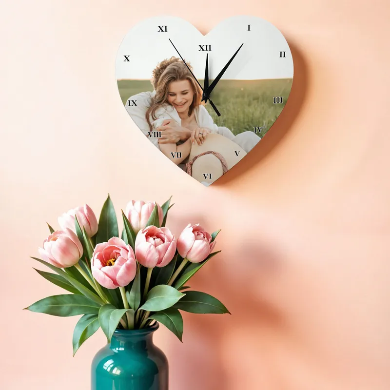Personalised Heart Photo Wall Clock for Loved Ones