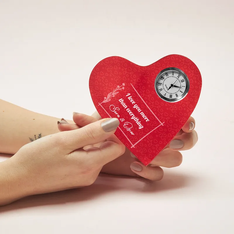 Personalised Heart-Shaped Acrylic Desk Clock for Couples