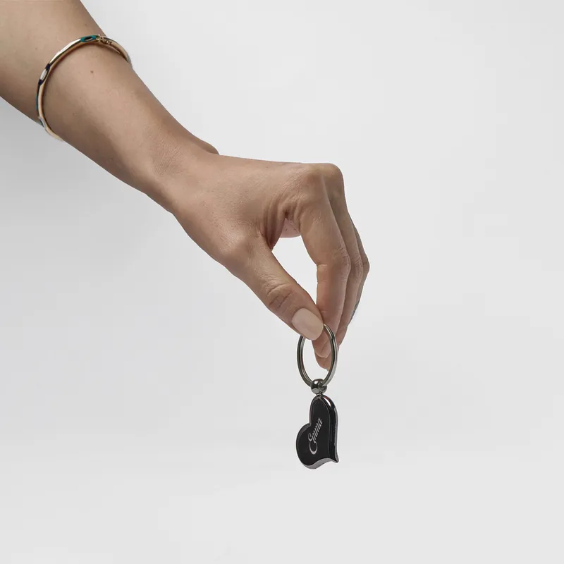 Personalized Heart-Shaped Metal Keychain with Name