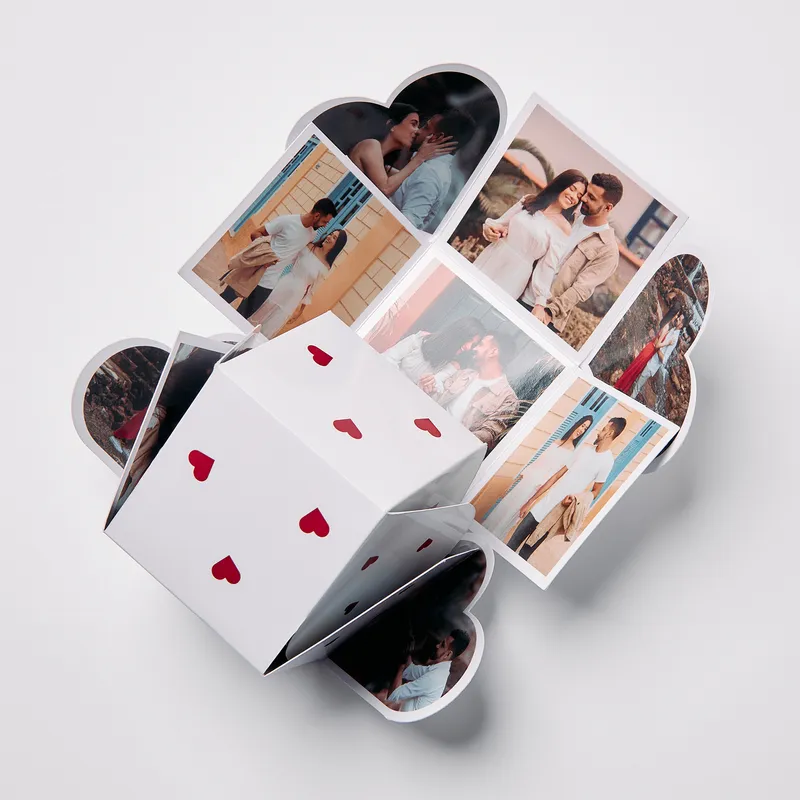 Personalized Heart Shaped Photo Box with Custom Necklace