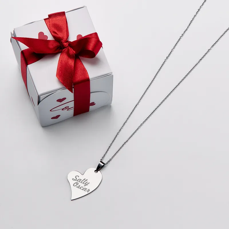 Personalized Heart Shaped Photo Box with Custom Necklace