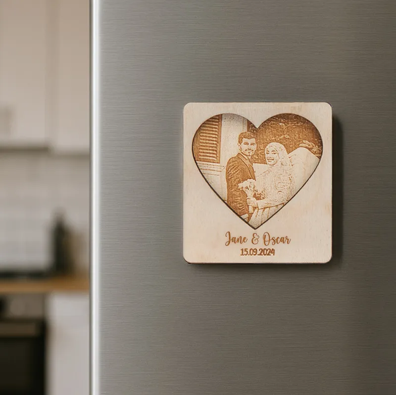 Personalised Wooden Magnet with Heart Detail