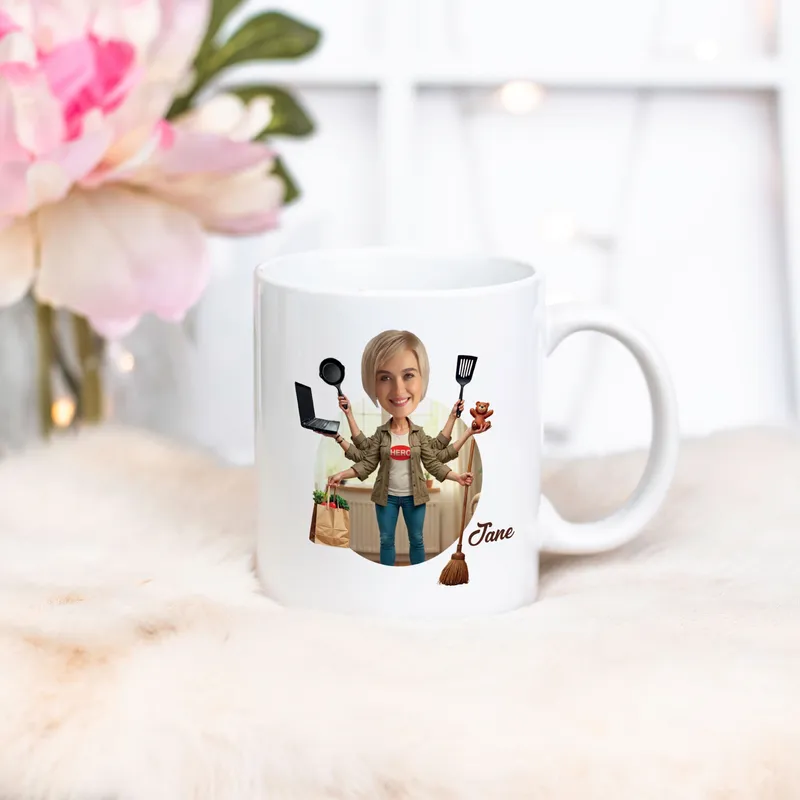 Personalized Hero Mom Cartoon Mug Gift