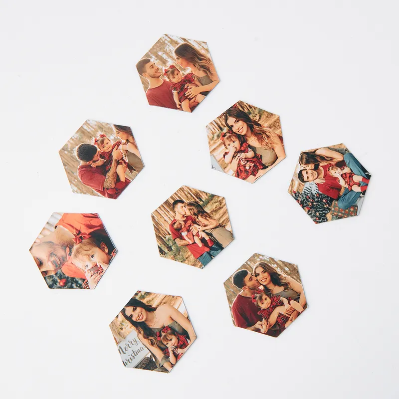 Personalised Hexagon Photo Fridge Magnets Set of 22