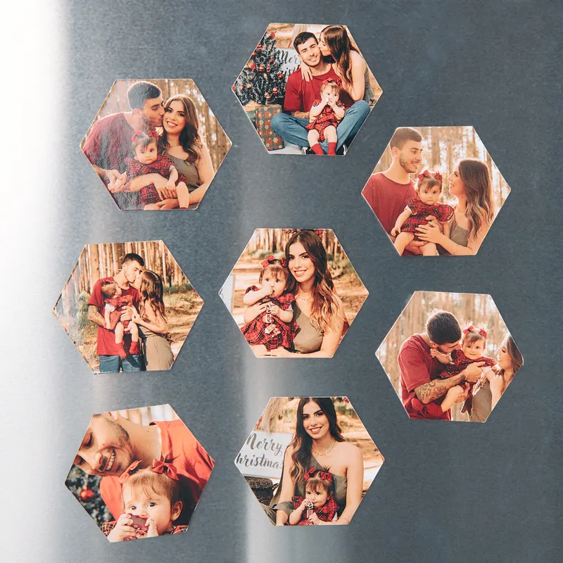 Personalised Hexagon Photo Fridge Magnets Set of 22