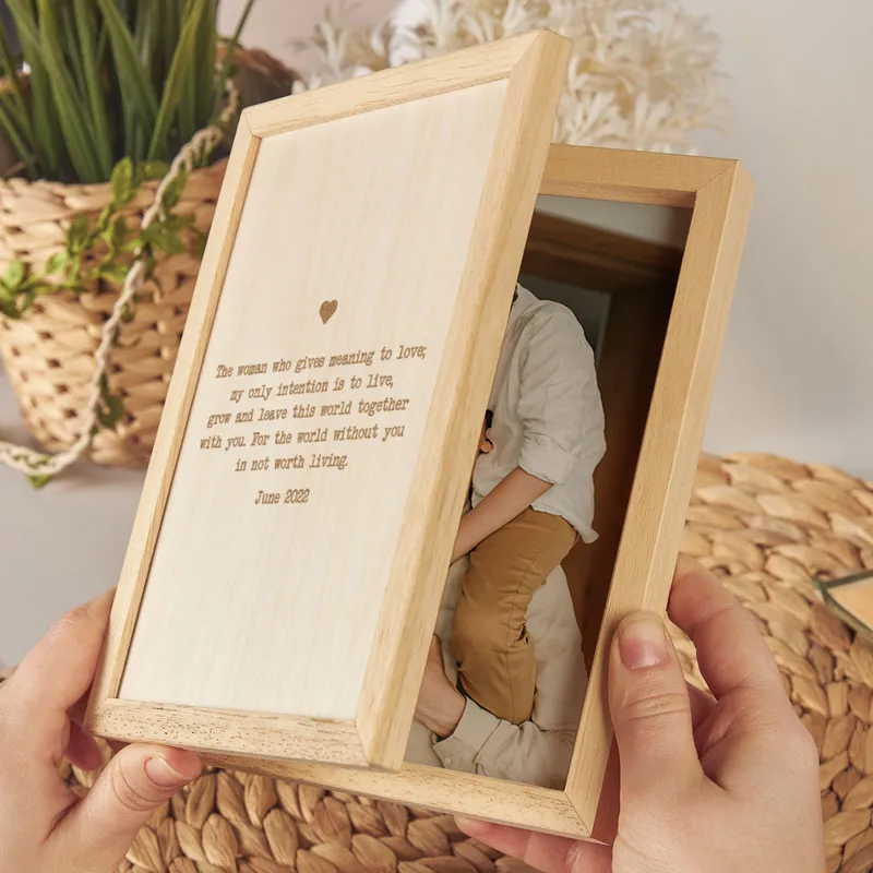 Personalised Wooden Picture Frame with Romantic Message