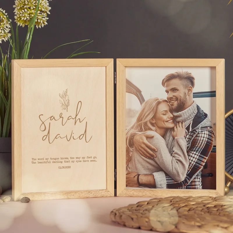 Personalised Wooden Picture Frame with Romantic Message