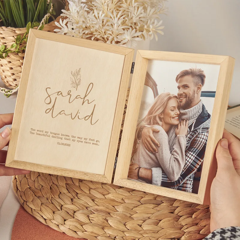 Personalised Wooden Picture Frame with Romantic Message