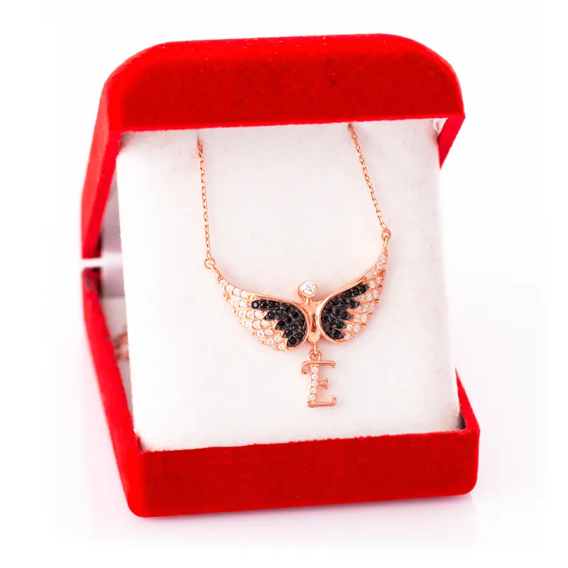 Personalized Initial Angel Silver Necklace