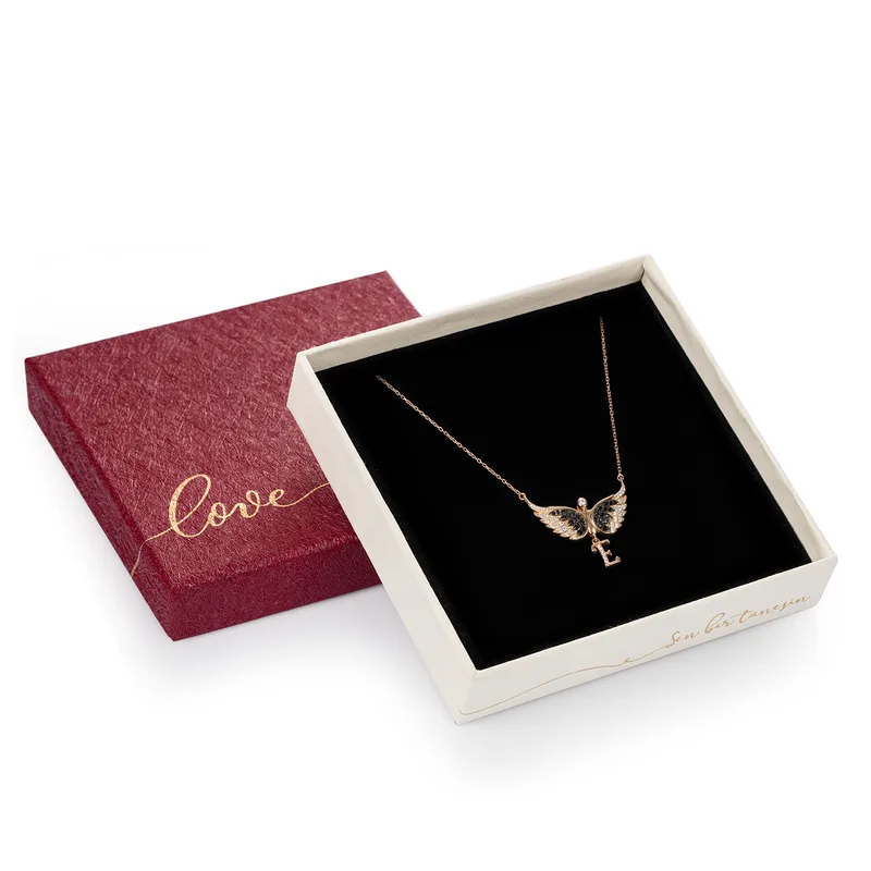 Personalized Initial Angel Silver Necklace