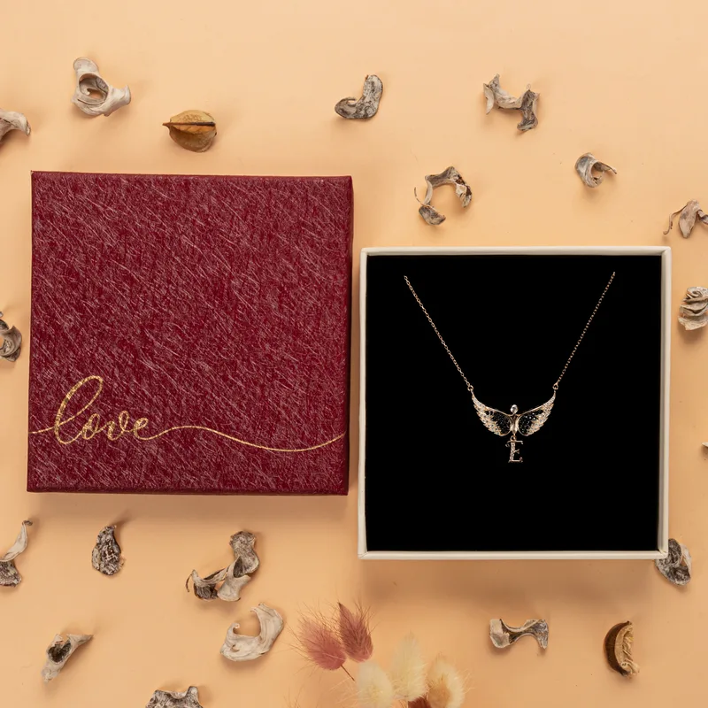 Personalized Initial Angel Silver Necklace