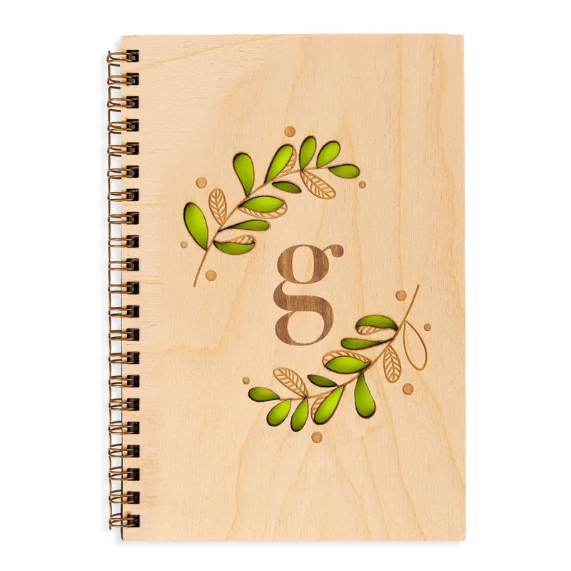 Personalised Monogram Wooden Notebook for Her - Ideal Gift
