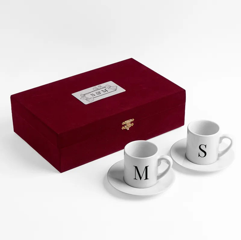 Personalised Initials Turkish Coffee Cup Set with Gift Box