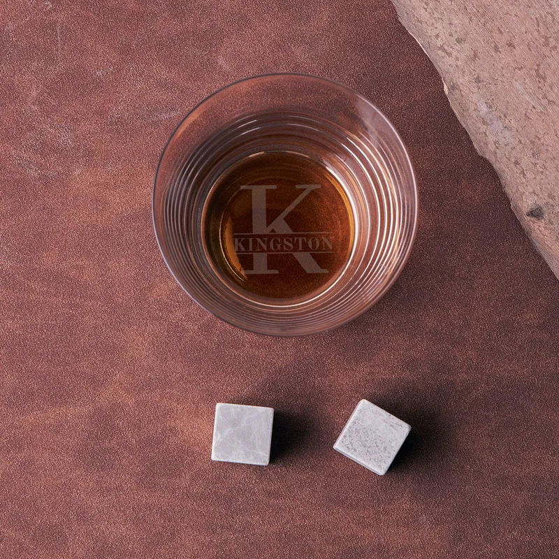 Personalized Initial & Name Whiskey Set in Wooden Gift Box