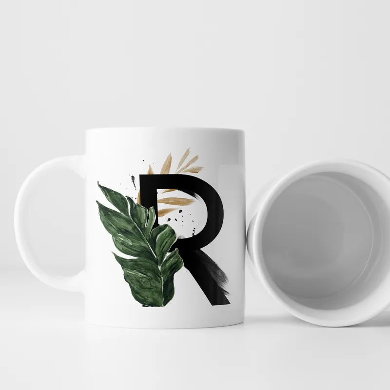 Personalized Initial Printed Porcelain Mug