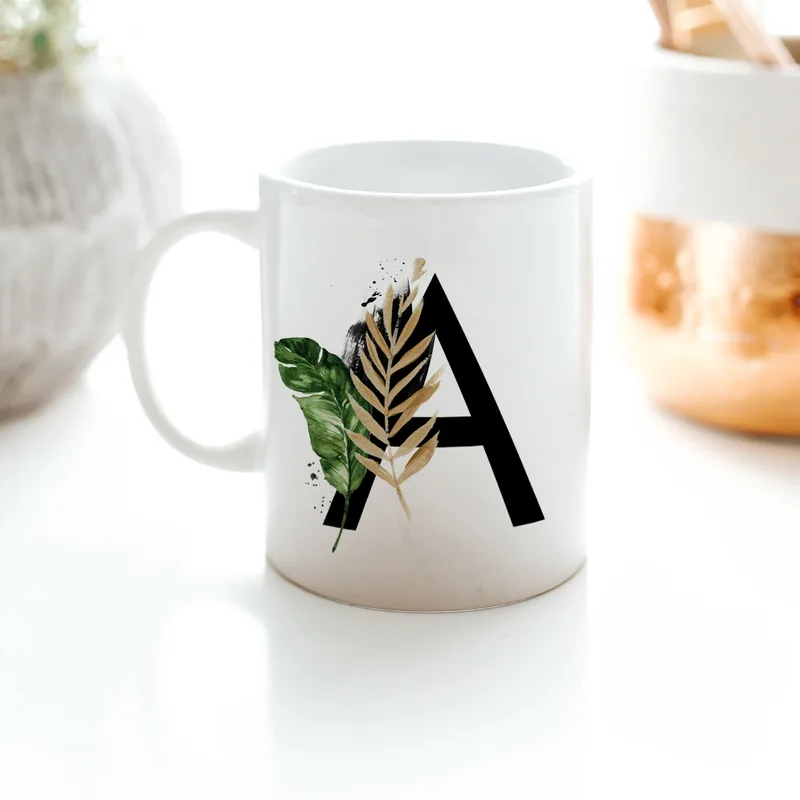 Personalized Initial Printed Porcelain Mug
