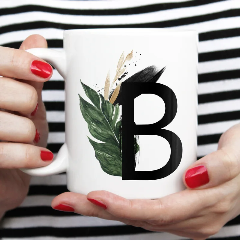 Personalized Initial Printed Porcelain Mug