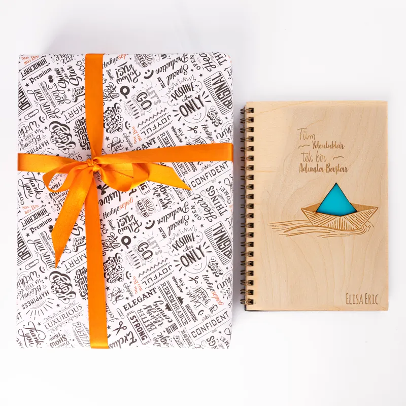 Personalized Journey to Your Dreams Designed Wooden Covered Notebook