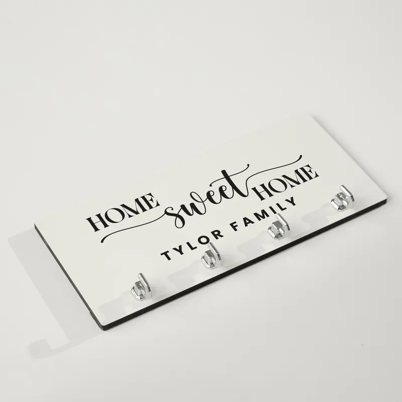 Personalized Key Holder for Wall with Hooks