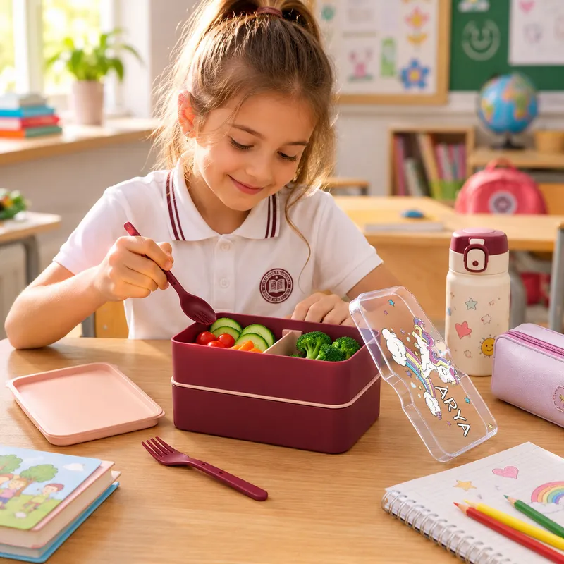 Personalized Kids Double-Layer Lunch Box for School