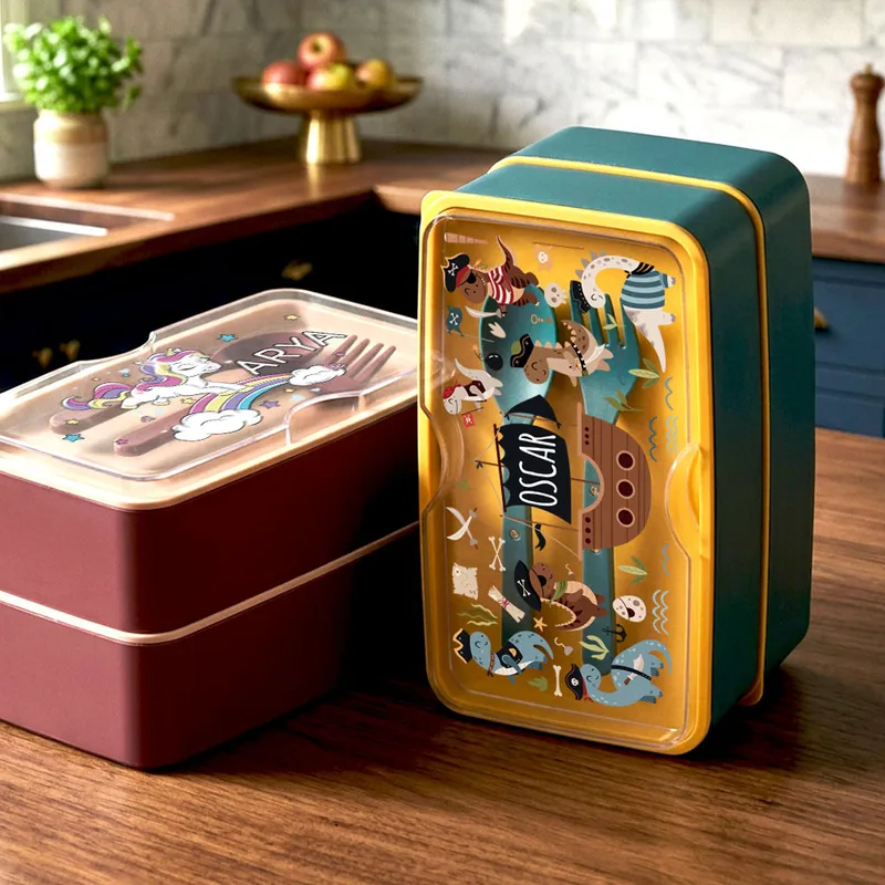 Personalized Kids Double-Layer Lunch Box for School