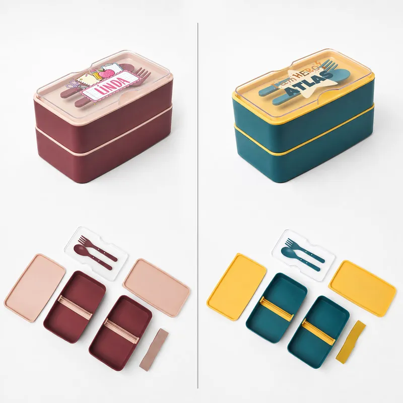 Personalized Kids Double-Layer Lunch Box for School