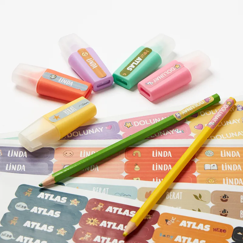 Personalized Kids School Set of 4 – Lunch Box, Water Bottle, Name Stickers & Iron-On Labels