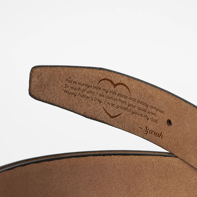 Personalized Leather Belt with Custom Message for Dad