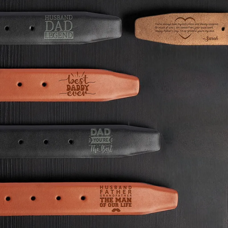 Personalized Leather Belt with Custom Message for Dad