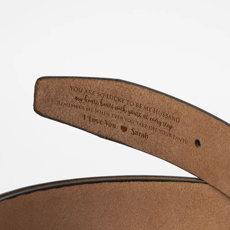 Personalized Leather Belt with Initials and Message