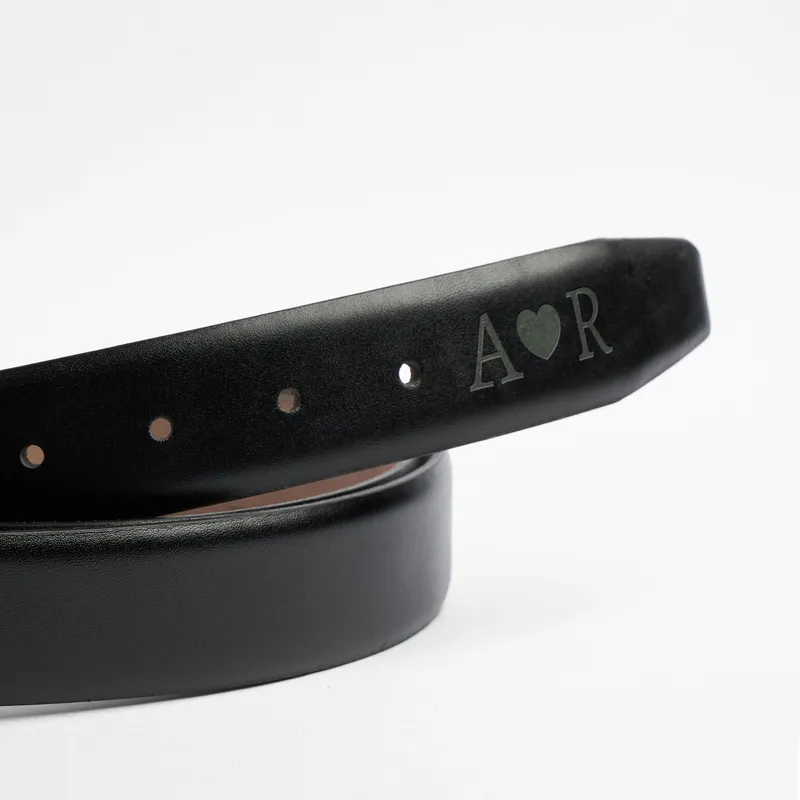 Personalized Leather Belt with Initials and Message