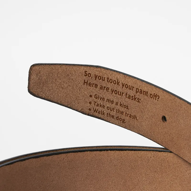 Personalized Leather Belt with Witty To-Do List Engraving