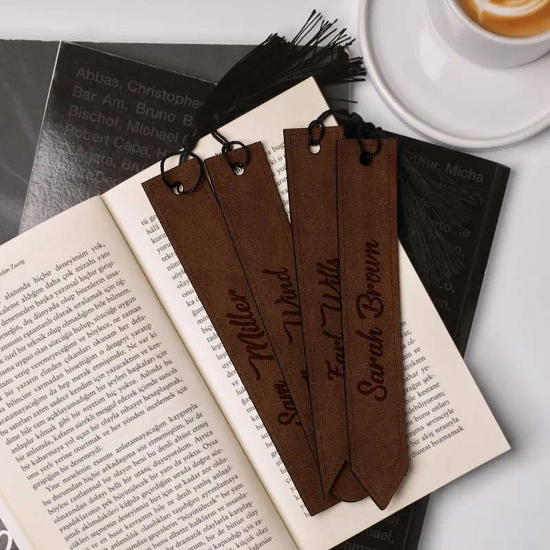 Personalised Leather Bookmark Set of 4